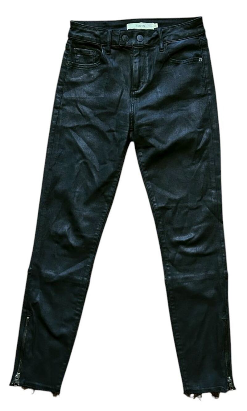Hidden Mid-Rise Frayed Hem Zipper Ankle Skinny Jeans 26X28